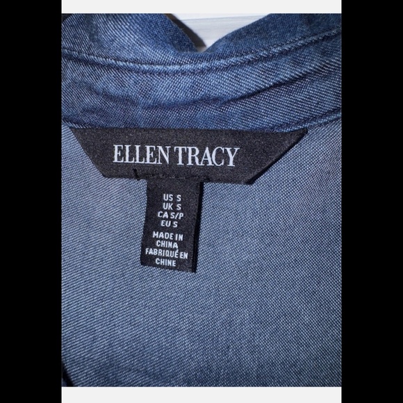 Ellen Tracy Chambray Button Down Dress with Side Slits Size Small - Picture 8 of 10